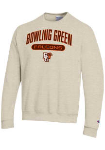 Champion Bowling Green Falcons Mens Oatmeal Arch Pill Mascot Powerblend Long Sleeve Crew Sweatshir..