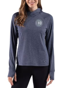 Cutter and Buck Chicago Cubs Womens Navy Blue Mono Adapt Hooded Sweatshirt