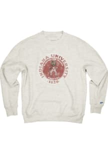 Blue 84 Indiana Hoosiers Mens Oatmeal Hoosier The Bison Long Sleeve Crew Sweatshirt