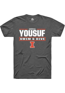 Sophia Yousuf Illinois Fighting Illini Dark Grey NIL Stacked Box Short Sleeve Player T Shirt