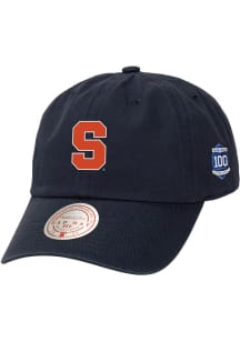 Mitchell and Ness Syracuse Orange Block Dad Hat Adjustable Hat - Navy Blue