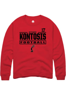 Giyahni Kontosis Cincinnati Bearcats Mens Red Football NIL Stacked Box Player Crew