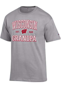 Champion Wisconsin Badgers Grey Est. Date Grandpa Jersey Short Sleeve T Shirt
