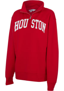 Houston Cougars Womens Red Sport Fleece Qtr Zip