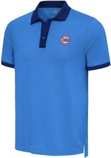 Antigua Chicago Cubs Mens Light Blue Noble Colorblock Short Sleeve Polo