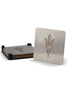 Arizona State Sun Devils 4 Pack Stainless Steel Boaster Coaster - Silver