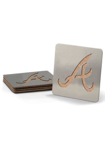Atlanta Braves 4 Pack Stainless Steel Boaster Coaster - Silver