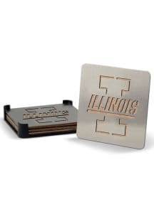 Illinois Fighting Illini 4 Pack Stainless Steel Boaster Coaster - Silver