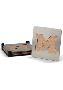 Michigan Wolverines 4 Pack Stainless Steel Boaster Coaster - Silver