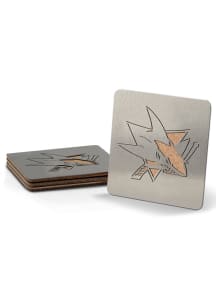 San Jose Sharks 4 Pack Stainless Steel Boaster Coaster - Silver