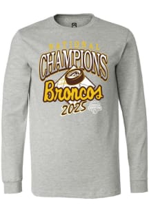 Summit Sportswear Western Michigan Broncos Grey 2025 National Mens Hockey Champions Long Sleeve T..