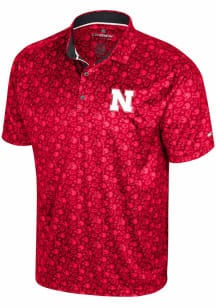 Colosseum Nebraska Cornhuskers Mens Red Game Day Football Short Sleeve Polo