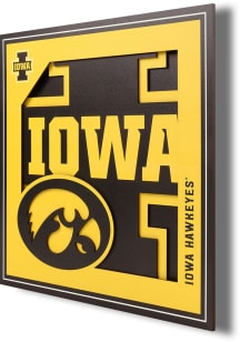 Iowa Hawkeyes 12x12 3D Logo Sign - Black