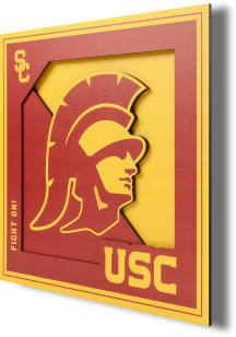 USC Trojans 12x12 3D Logo Design Sign - Red
