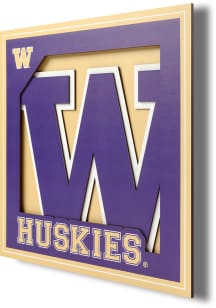 Washington Huskies 12x12 3D Logo Design Sign - Purple