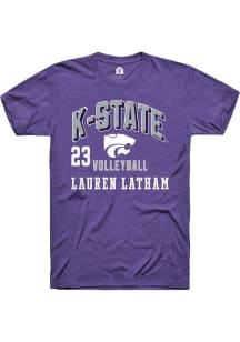 Lauren Latham K-State Wildcats Purple NIL Arch Logo Short Sleeve Player T Shirt