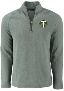 Cutter and Buck Portland Timbers Mens Green Pehastin Long Sleeve Qtr Zip Pullover
