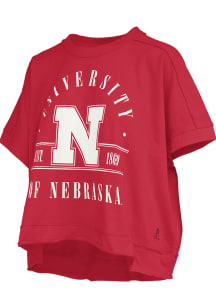 Pressbox Nebraska Cornhuskers Womens Scarlet Red Sloane Short Sleeve T-Shirt