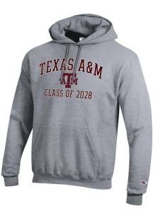 Champion Texas A&M Aggies Mens Grey Font Class of 2028 Powerblend Long Sleeve Hoodie