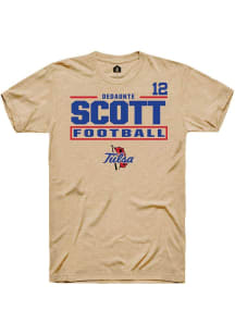 Dedaunte Scott Tulsa Golden Hurricane Brown Football NIL Stacked Box Short Sleeve Player T Shirt