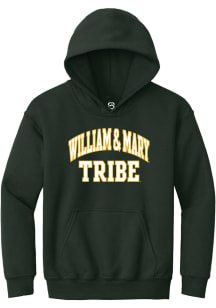 Summit Sportswear William & Mary Tribe Youth Green ARCH STACK Long Sleeve Hoodie