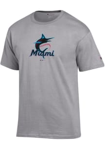 Champion Miami Marlins Grey Jersey Short Sleeve T Shirt