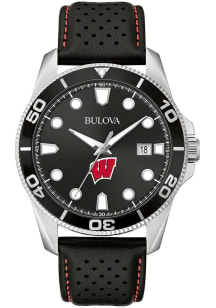 Bulova Wisconsin Badgers Sport Leather Mens Watch