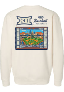 Something Inked Big 12 Mens Ivory 2026 Big 12 Baseball Tournament Ticket Long Sleeve Crew Sweatshi..