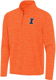 Antigua Illinois Fighting Illini Mens Orange Eternal Long Sleeve Qtr Zip Pullover