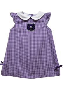 Vive La Fete Central Arkansas Bears Toddler Girls Purple Gingham Short Sleeve Dress