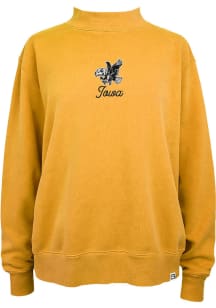 Summit Sportswear Iowa Hawkeyes Womens Black Pigment Dyed Mock Crew Sweatshirt