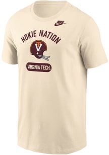 Nike Virginia Tech Hokies Natural Football Football Helmet Core Short Sleeve T Shirt