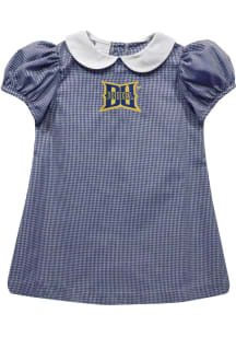 Vive La Fete Drexel Dragons Baby Girls Navy Blue Gingham Collar Short Sleeve Dress