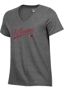 Under Armour Miami RedHawks Womens Charcoal Printed Short Sleeve T-Shirt