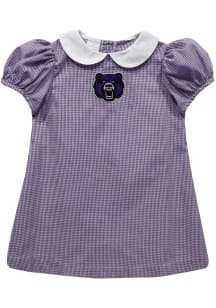 Vive La Fete Central Arkansas Bears Toddler Girls Purple Gingham Collar Short Sleeve Dress