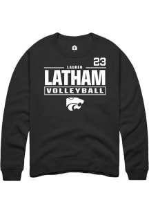 Lauren Latham K-State Wildcats Mens Black NIL Stacked Box Player Crew