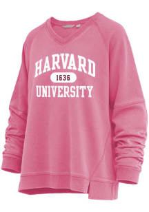 Harvard Crimson Womens Pink Venice Crew Sweatshirt