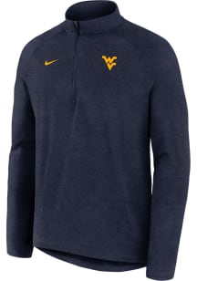 Nike West Virginia Mountaineers Mens Navy Blue Stride Primtime Long Sleeve Qtr Zip Pullover