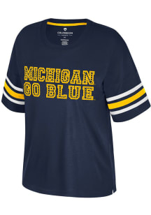 Colosseum Michigan Wolverines Womens Blue Tina Short Sleeve T-Shirt