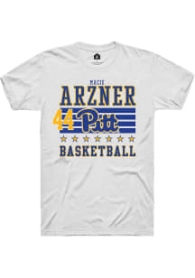 Macie Arzner Pitt Panthers White NIL Striped Short Sleeve Player T Shirt