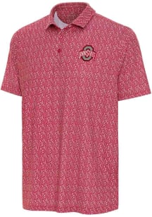 Antigua Ohio State Buckeyes Mens Navy Blue Botanic Short Sleeve Polo