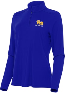 Antigua Pitt Panthers Womens Blue Baseball Intent Qtr Zip