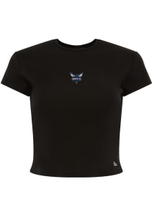 Hype and Vice Charlotte Hornets Womens Black Baby Short Sleeve T-Shirt