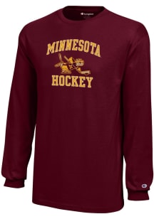 Champion Minnesota Golden Gophers Youth Maroon Arched Wordmark Long Sleeve T-Shirt