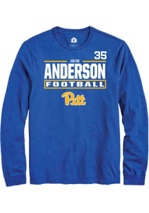 JuJu Anderson Pitt Panthers Blue Football NIL Stacked Box Long Sleeve Player T Shirt
