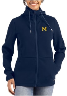 Cutter and Buck Michigan Wolverines Womens Navy Blue Vault Epic Comfort Full Zip Light Weight Jack..
