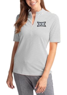 Cutter and Buck Big 12 Womens Ash Virtue Eco Pique Stripe Short Sleeve Polo Shirt