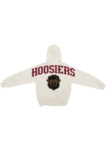 Something Inked Indiana Hoosiers Mens White Indiana Script Bison Back Hit Long Sleeve Hoodie