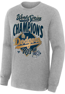 Los Angeles Dodgers Grey 2025 World Series Champions Locker Room Long Sleeve T Shirt