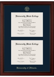 Illinois Fighting Illini Paxton Double Document Diploma Frame - Brown